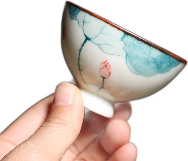 Hand Painted Lotus Teacups