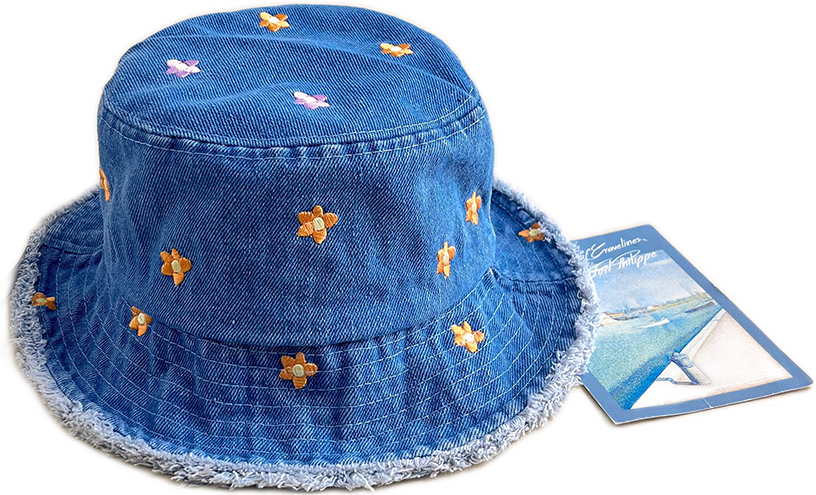 Ruffled Denim Fisherman Hat